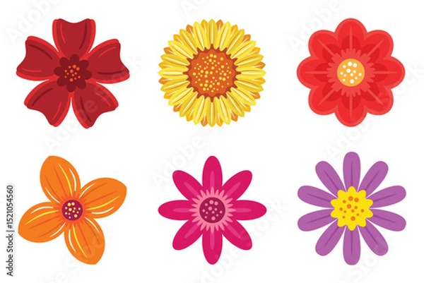 Fototapeta Colorful Flower Icons Set vector illustration