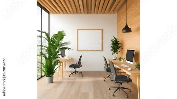 Fototapeta Bright and modern office with natural elements