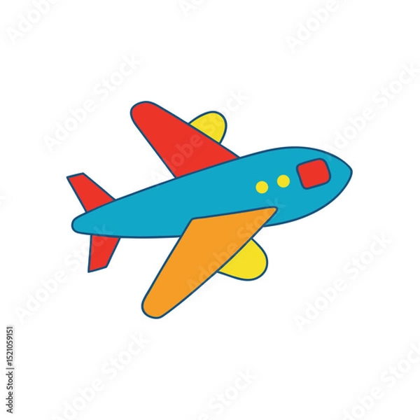 Obraz Childlike Airplane Drawing In Crayon Texture Flying
