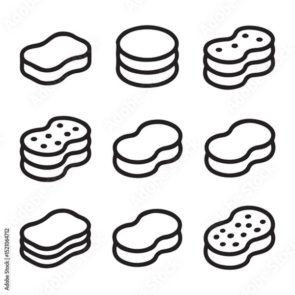 Obraz Sponge Icon Set for Cleaning. Vector Illustration of Different Cleaning Sponge Variations
