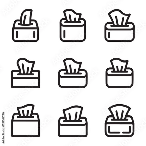 Obraz Tissue Box Icon Set Collection. Simple Line Art Illustration of Various Tissue Box Designs
