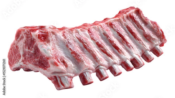 Fototapeta Realistic 3D render of pork ribs, baby back style, crisp marbling