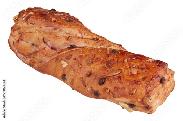 Obraz Dark Baked Whole Grain Bread cut out isolated transparent background