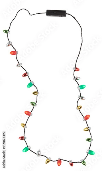Obraz Multi-colored flashing light string cut out isolated transparent background