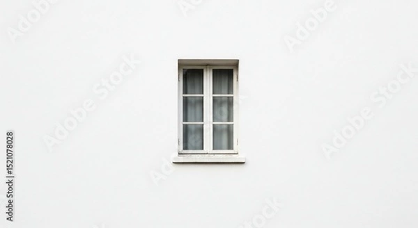 Obraz Minimalist White Window Centered on a Textured, Blank Wall Surface