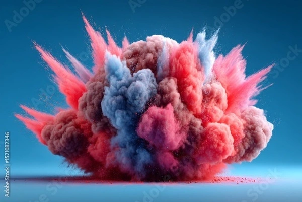 Fototapeta Colorful explosion of powder creates a striking visual display in a creative art demonstration