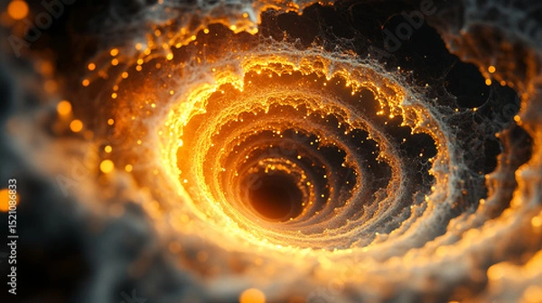 Fototapeta A vortex of glowing fractals expanding and swirling making an abstract background 