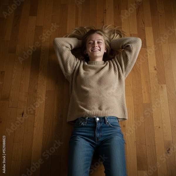 Obraz young woman lying on the floor