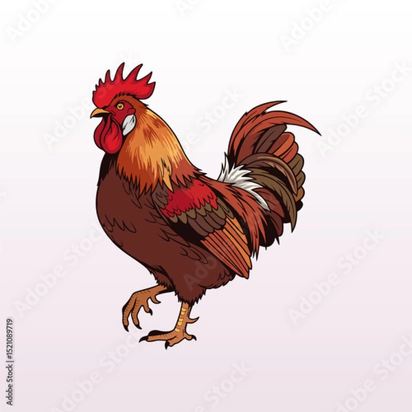 Obraz vector illustration of a rooster on a pink background	
