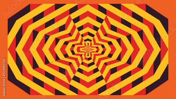 Fototapeta Abstract optical illusion geometric pattern with retro colors for background or design