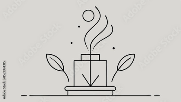 Obraz Minimalist essential oil diffuser illustration with floral elements and steam vapor