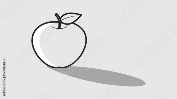 Obraz Simple apple illustration in black and white with a soft shadow effect