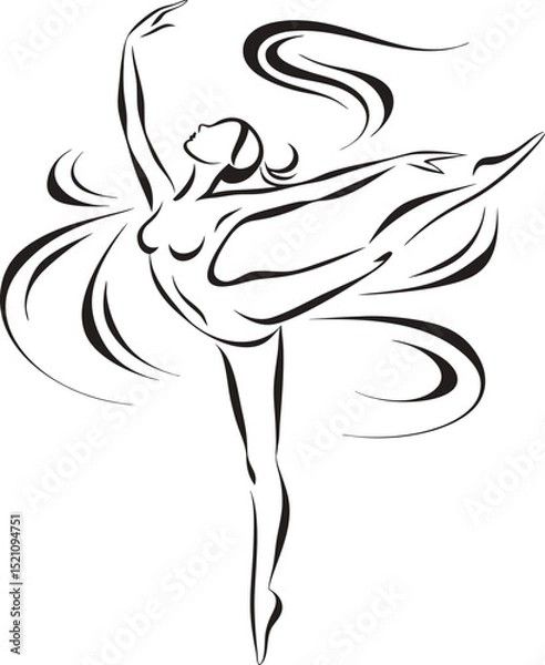 Obraz Elegant ballerina in motion abstract line art graphic silhouette vector illustration