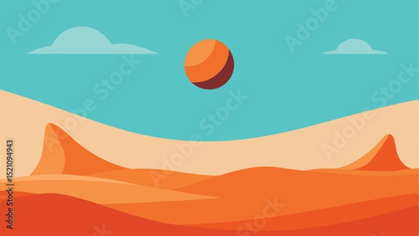 Obraz Desert landscape with dunes and sky in minimalist style vector illustration