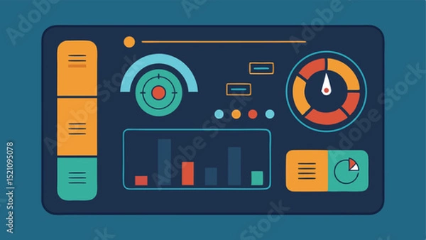 Obraz Data analysis dashboard vector illustration for business reporting and financial analytics
