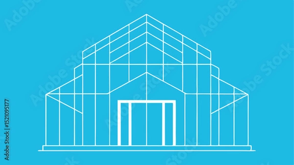 Obraz Modern greenhouse thin line icon vector illustration against a vibrant blue background