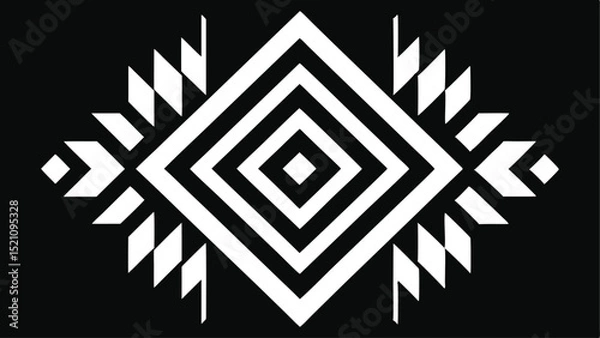 Obraz Geometric aztec pattern white design on black background tribal motif decoration