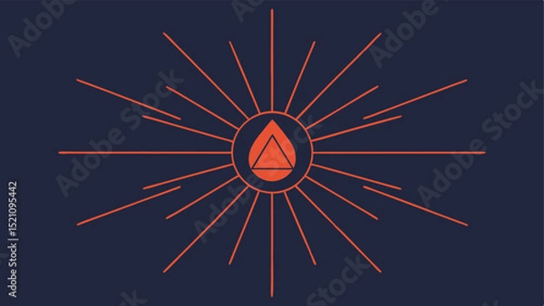 Obraz Abstract geometric symbol featuring a drop inside a triangle with radiating lines