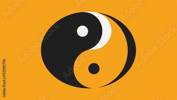 Obraz Yin yang symbol on orange background representing balance and harmony