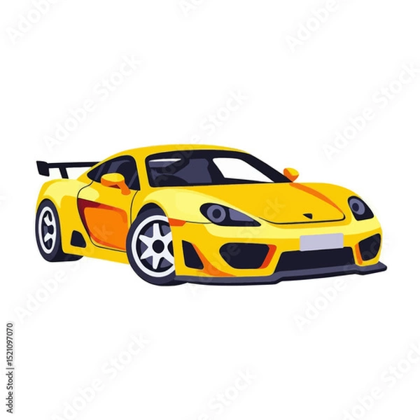 Fototapeta Yellow-Racing-Sports-Car-Vector-Illustration
