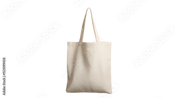 Fototapeta Natural cotton tote bag hanging on a hook against a transparent background, offering an ideal canvas for displaying unique designs or branding concepts in a clean, eco friendly way