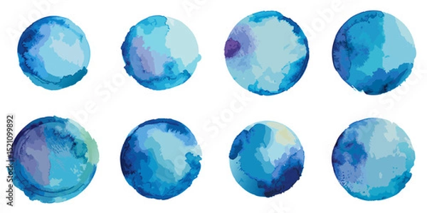 Obraz Multiple vector illustrations circle, watercolor style
