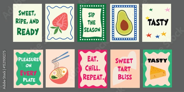 Fototapeta Bright summer banner design featuring sliced tomato, green broccoli, juicy pineapple, avocado halves, and fresh pomegranate. Designed for bistros, restaurants, or juice bars.