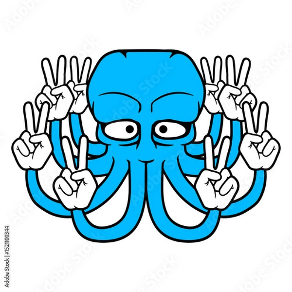 Obraz Kraken Peace Hand Sign Victory Symbol Hands Fun Isolated Vector Graphic Design Illustration
