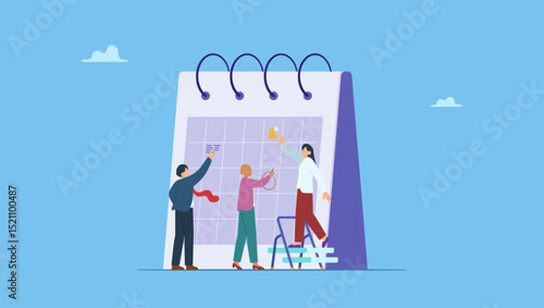 Obraz Business people, employee on schedule calendar, symbolizes calendar plan or office appointment, meeting agenda, professional project timeline, planner or schedule, event reminder, date or deadline.
