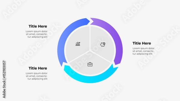 Fototapeta Circular infographic with icons showcasing data divisions, ideal for presentations and reports. Featuring business and finance symbols in a modern, minimalistic design for professional use