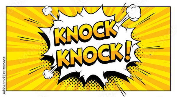 Fototapeta Knock Knock Comic Bubble Speech Burst Background Vector Illustration