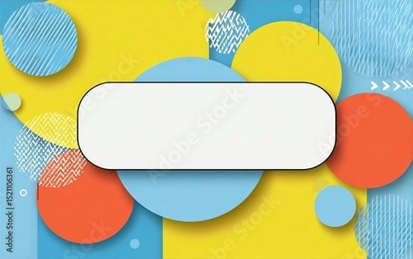 Obraz Modern UI/UX banner template with geometric blue-yellow background, empty text area, touch screen arrow customization for social media advertising, flat vector illustration.