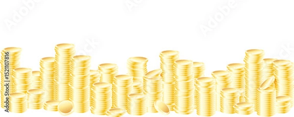 Fototapeta Stacks of gold coins isolated on transparent background. Element for background, concept of casino, wealth, winning, treasure, big profit, business. Vector graphics