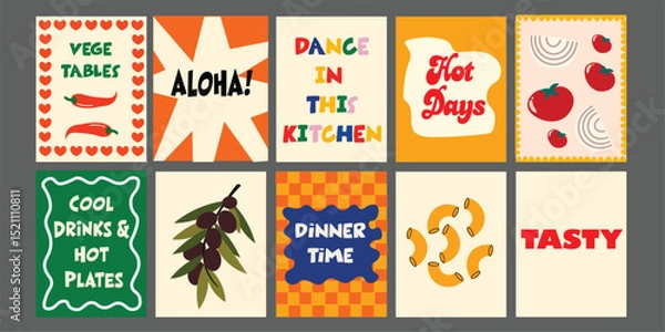 Fototapeta Fresh Summer Banner with Fruits, Vegetables and Fun Text. Perfect for juice bars, restaurants, and fresh food brands. Includes pineapple slices, broccoli, avocado, and tomatoes with bright typography 