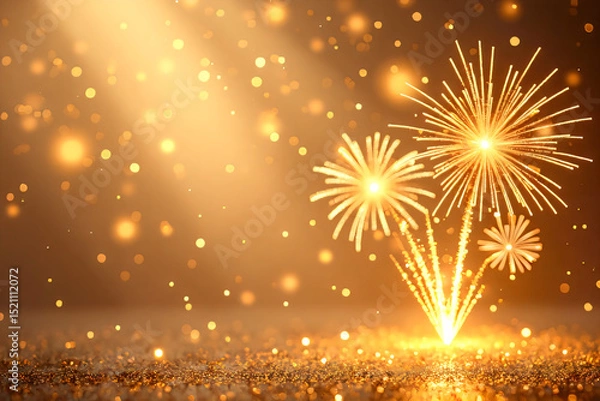 Fototapeta Colorful firework with bokeh background. New Year celebration, Abstract holiday background