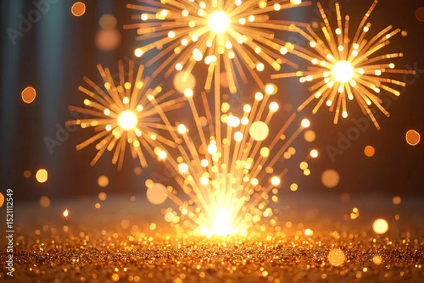 Fototapeta Colorful firework with bokeh background. New Year celebration, Abstract holiday background