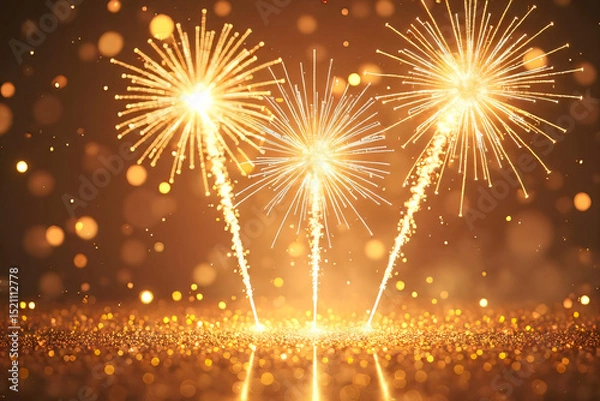 Fototapeta Colorful firework with bokeh background. New Year celebration, Abstract holiday background