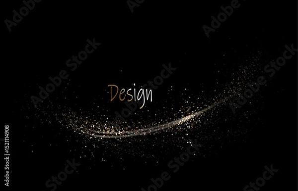 Fototapeta Shiny isolated design element, shiny arc with tinsel on black background.