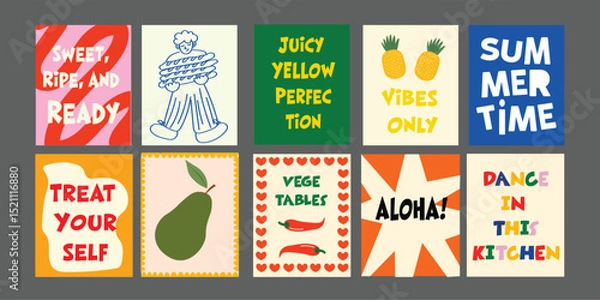 Fototapeta Summer Bistro Banner with Fresh Fruits and Vegetables. Ideal for seasonal menus, healthy eating ads, and tropical food campaigns. Clean, colorful layout with sunny, natural vibes.