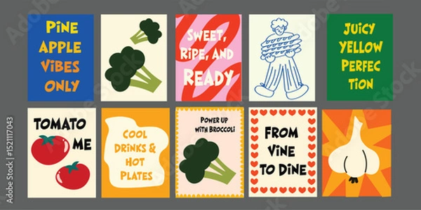 Fototapeta Colorful Summer Banner for Bistro or Organic Café.  Eye-catching design perfect for promoting summer menus, smoothie bars, or plant-based cuisine. Bright and positive, ideal for posters, web