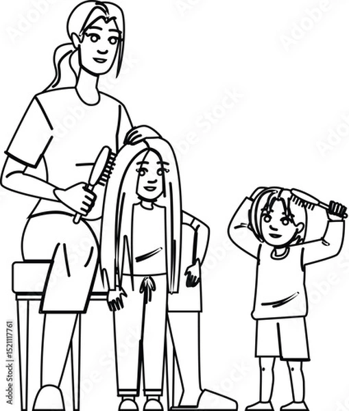 Obraz knots brushing child hair vector