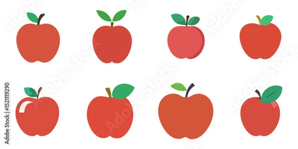 Obraz Multiple vector illustrations apple, flat style

