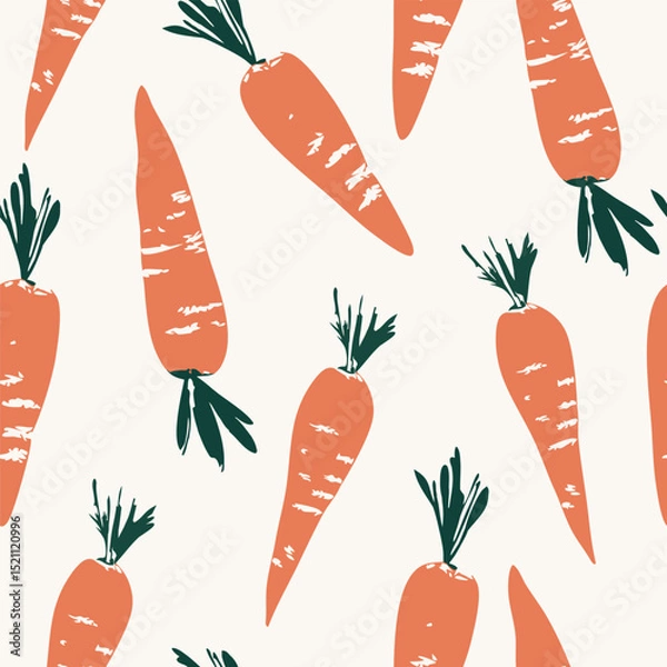 Obraz Hand drawn orange carrot pattern, background seamless pattern for fabric, textiles, clothing, wallpaper, cover, banner, home decor, florals backgrounds