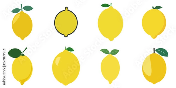 Obraz Multiple vector illustrations lemon, flat style
