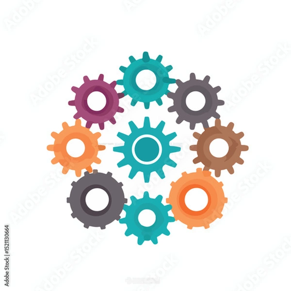 Fototapeta Collaborative Teamwork Concept: Gear, Wrench, and Hand Supporting Each Other