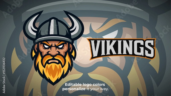 Obraz Viking Mascot Logo for Esports Team or Gaming Identity – Editable Vector Illustration
