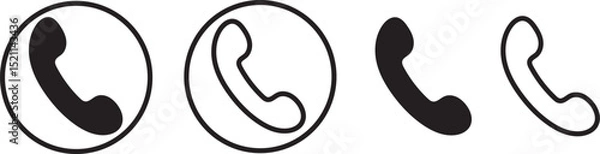 Fototapeta Call icon Flat art in black and white isolated silhouette Vector illustration on white background