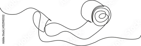 Obraz Toilet paper in continuous line art drawing style, Continuous line of paper roll. one line drawing of a roll of printer paper, a roll of tissue. minimalist single line Editable Stroke. Vector.