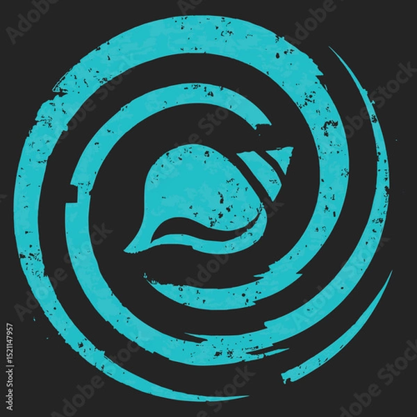 Fototapeta Spiral Conch and Waves Vector