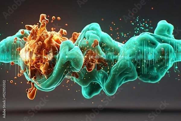 Fototapeta Abstract Data Visualization of Sound Wave Transformation